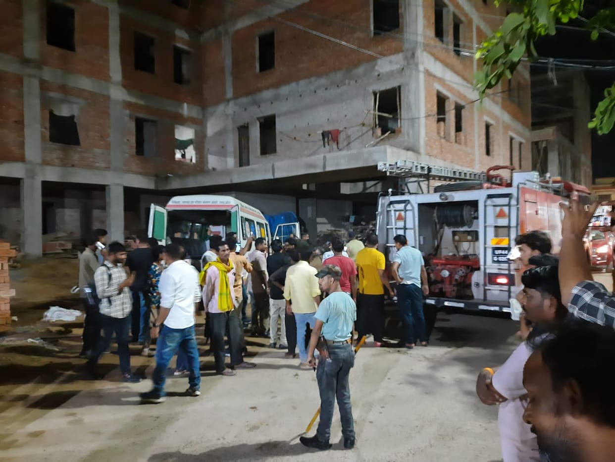 Ambulance catches fire in front of medical college emergency ward.