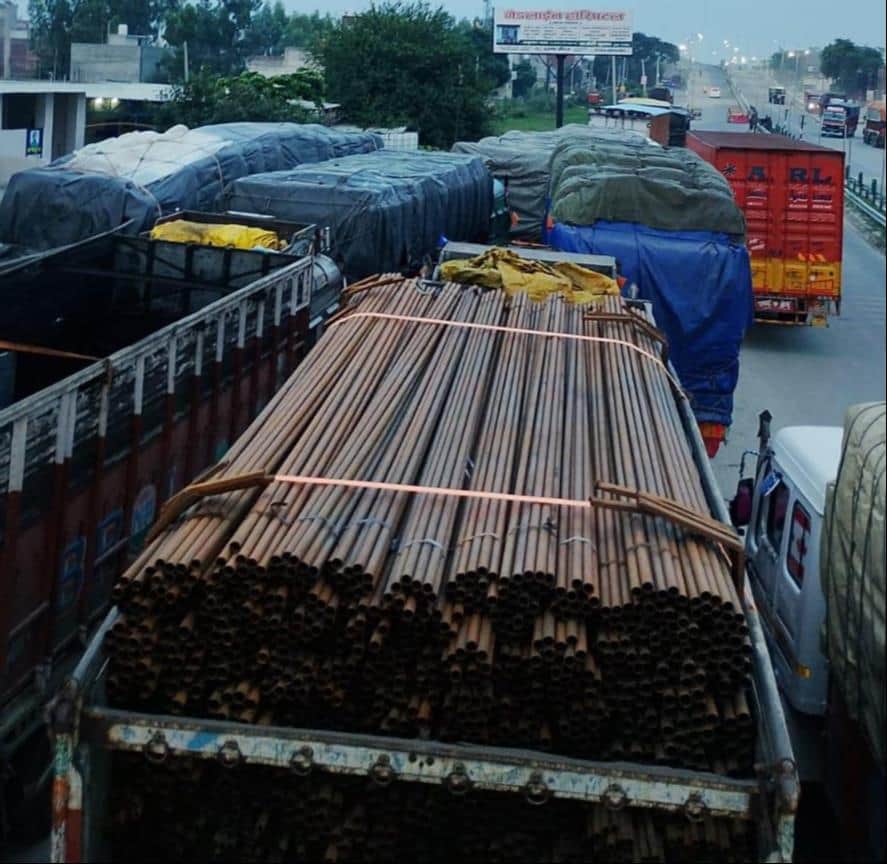 Uproar over stopping of freight vehicles at Bidauli check post.