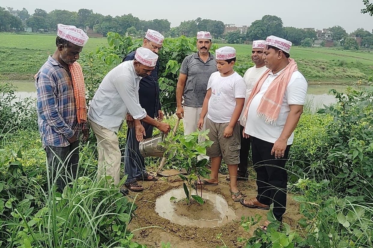 Demanded the old pension scheme while planting saplings.