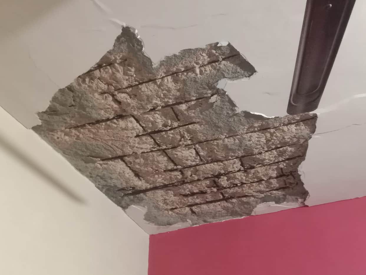Ceiling plaster collapses; demand for an audit raised.