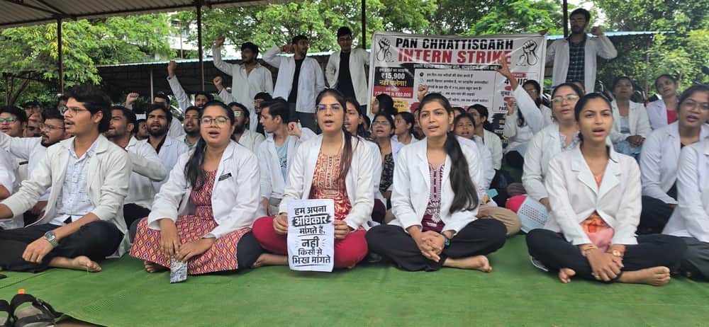 Interns go on an indefinite strike demanding a hike in stipends.