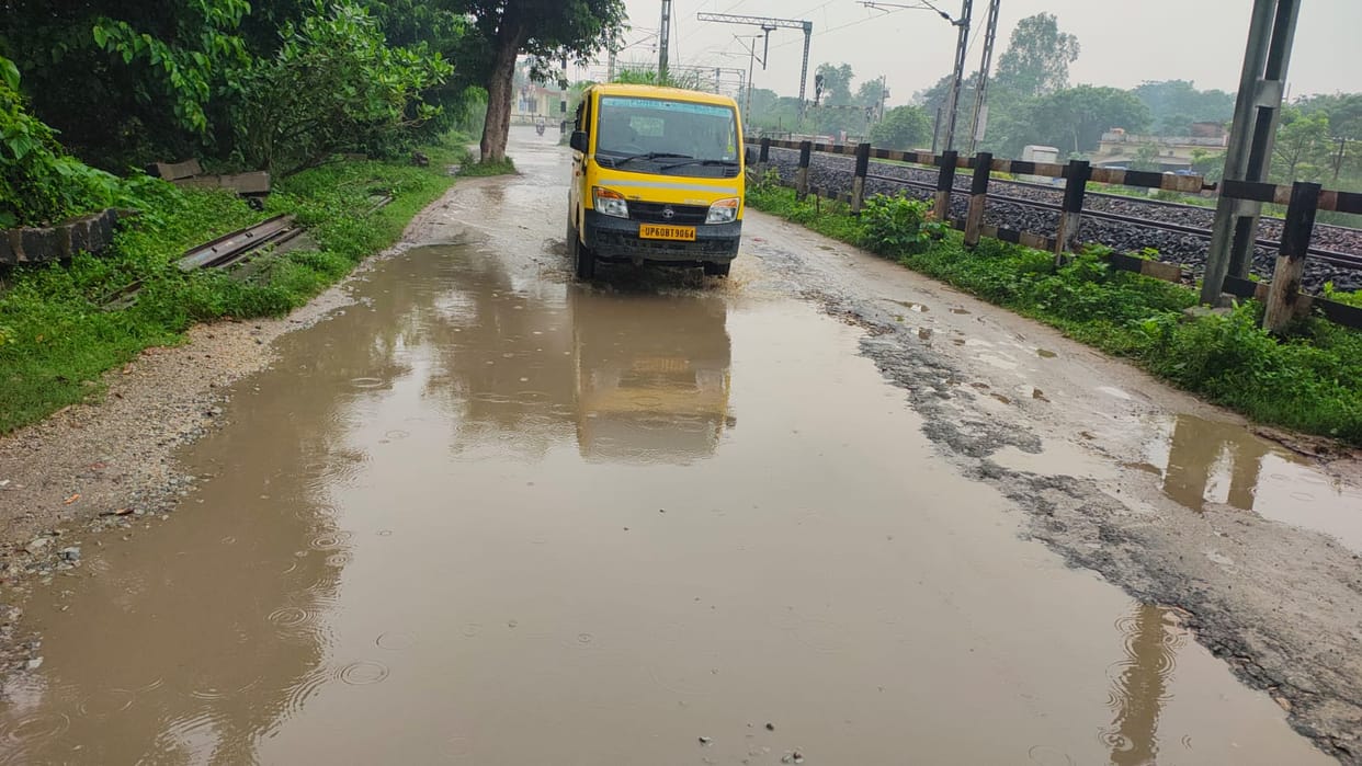Even after repair, the road is uprooted, waterlogging is a problem