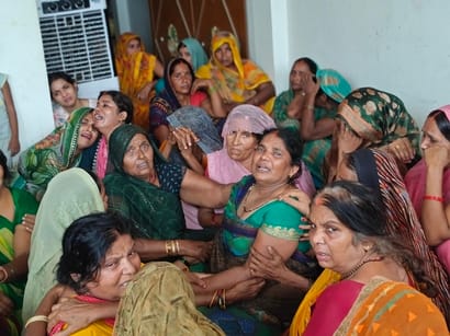 Three people, including a young man on a bicycle, killed while on their way to fetch Ganga water.