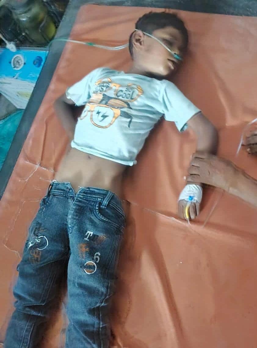 10-year-old boy critically injured after neem branch falls on him; referred to district hospital.