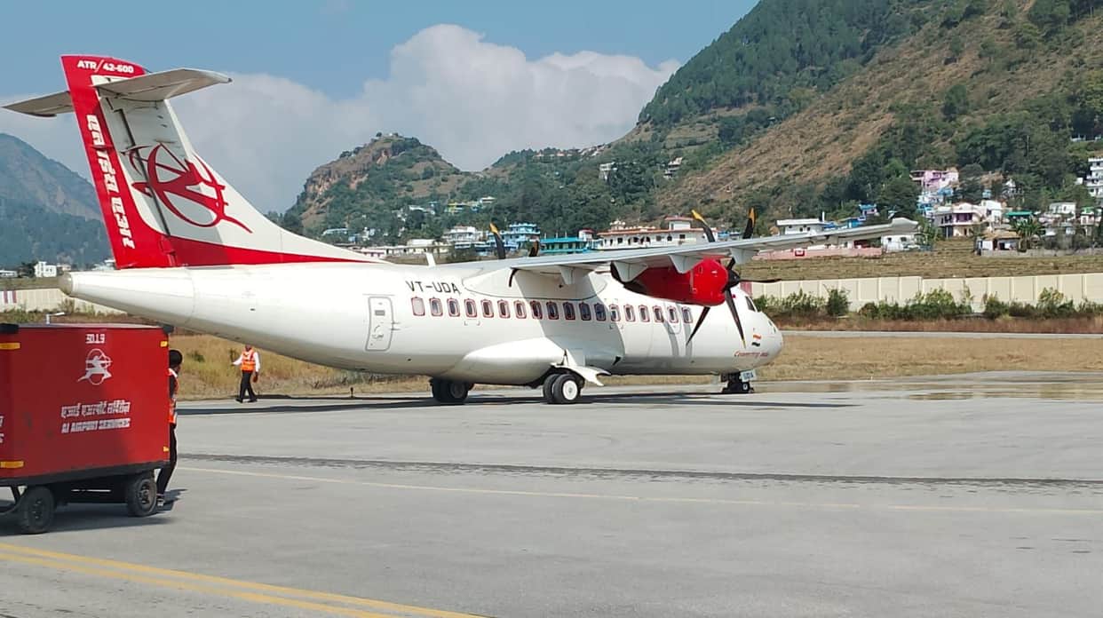 Gusts of wind blew the flight from Delhi to Nepal.