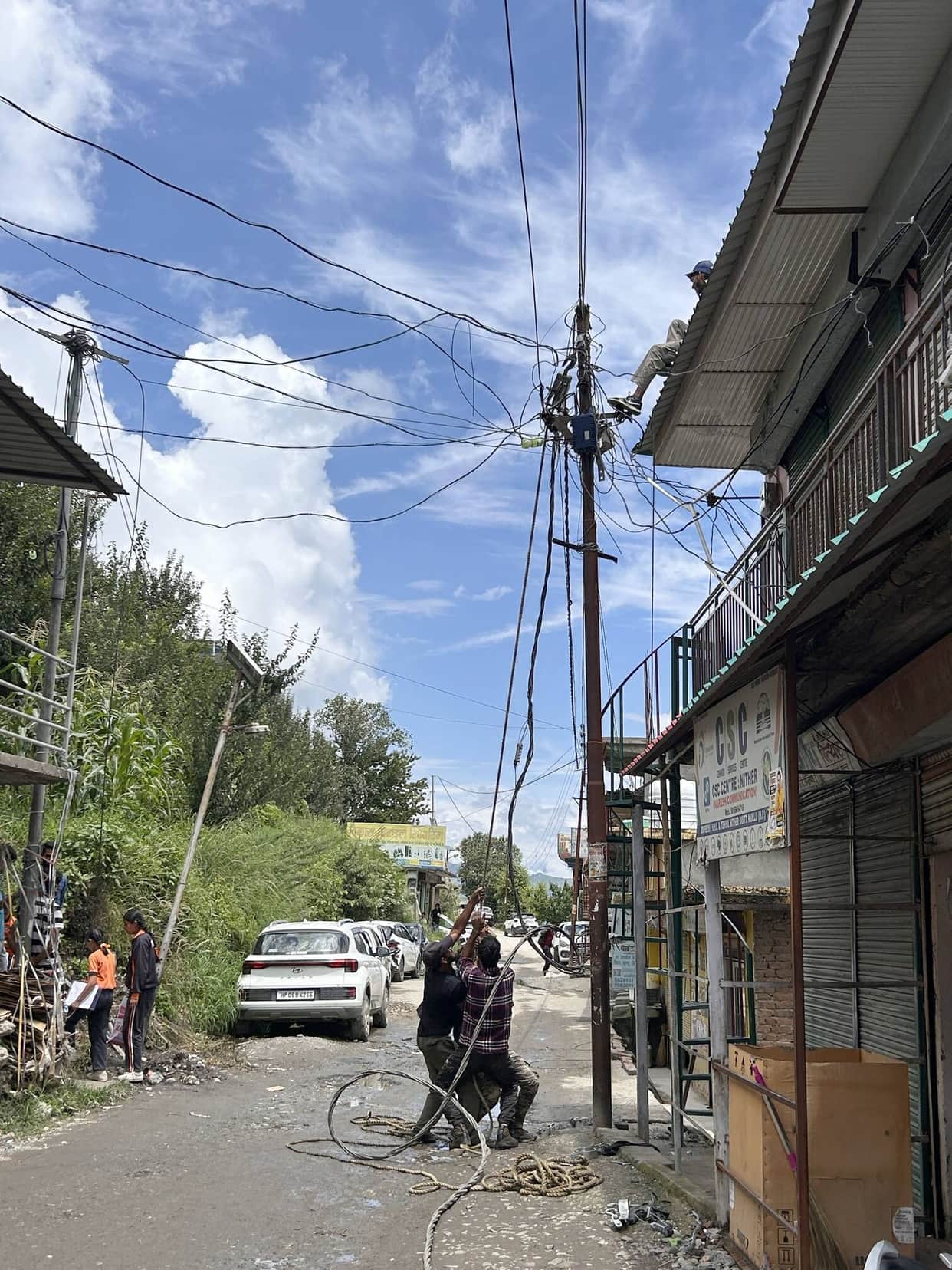 Construction of drains in Nithar Bazaar is in progress