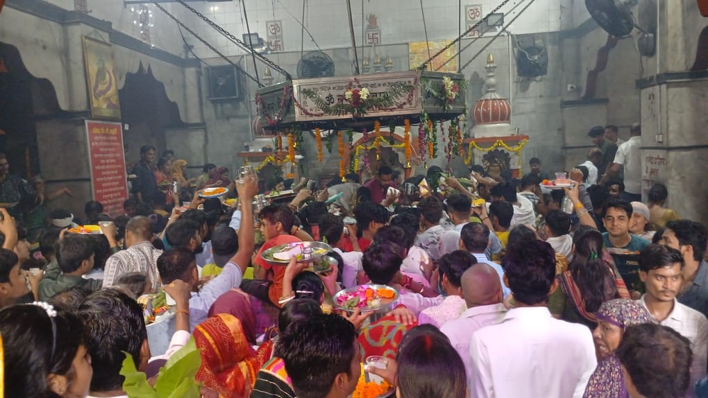 Crowds of Shiva devotees gathered at Kailash Temple on the first Monday of Sawan.