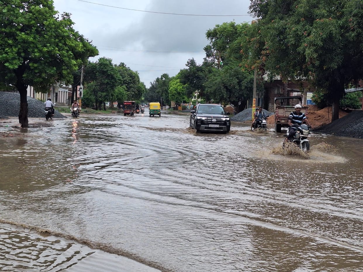 8.1 mm rain filled fields, waterlogged roads, kutcha houses collapsed