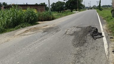 10 km road built at a cost of Rs 22 crores crumbled within two months