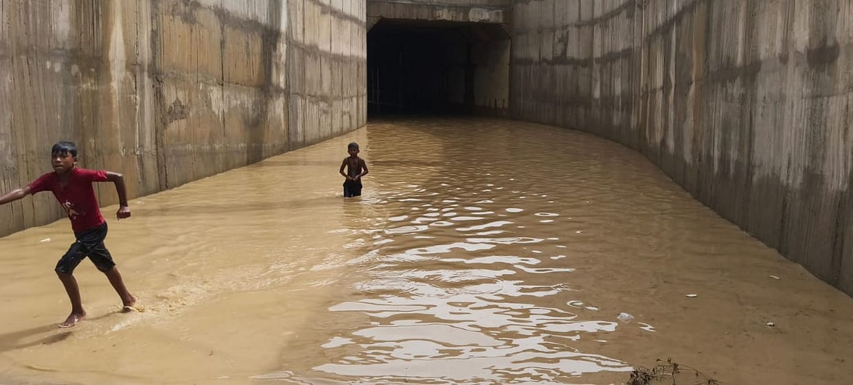 Waterlogging in various places; disruption to movement.