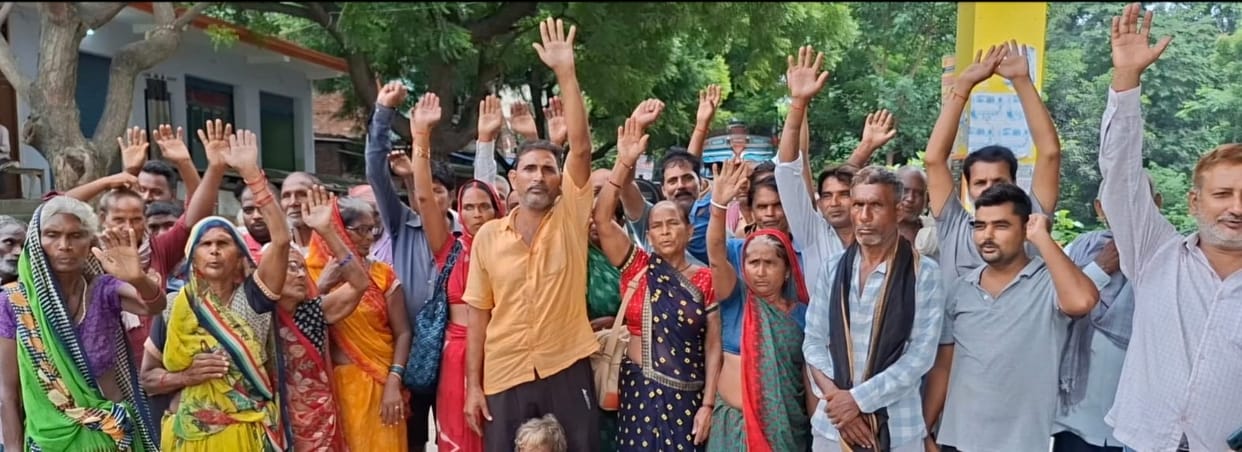 Taps not installed in half the village, leaking pipes; angry villagers stage a protest.