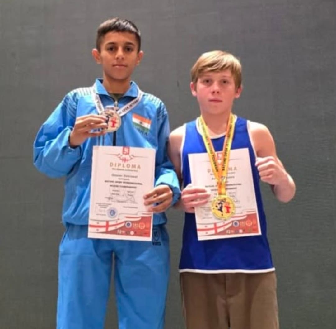 Gaurav won a silver medal in Wushu in Georgia.