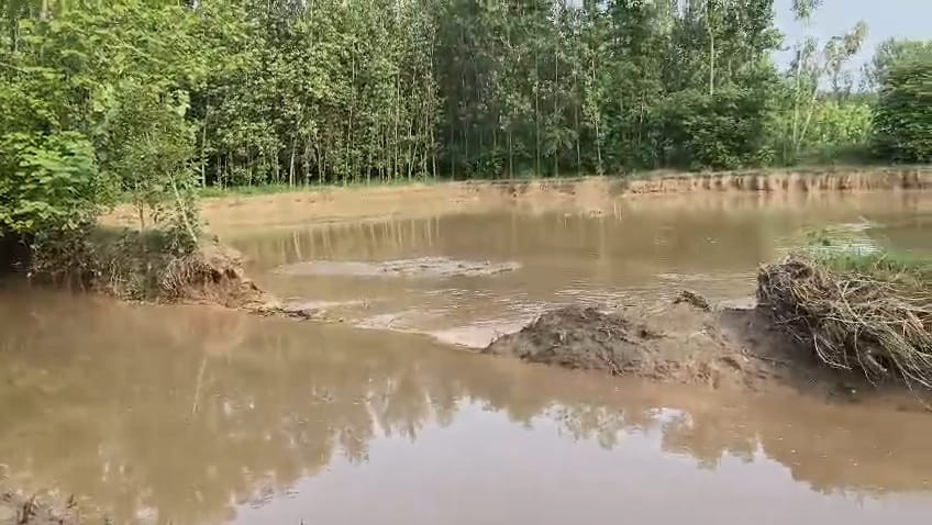 Pathrala track breached, crops submerged