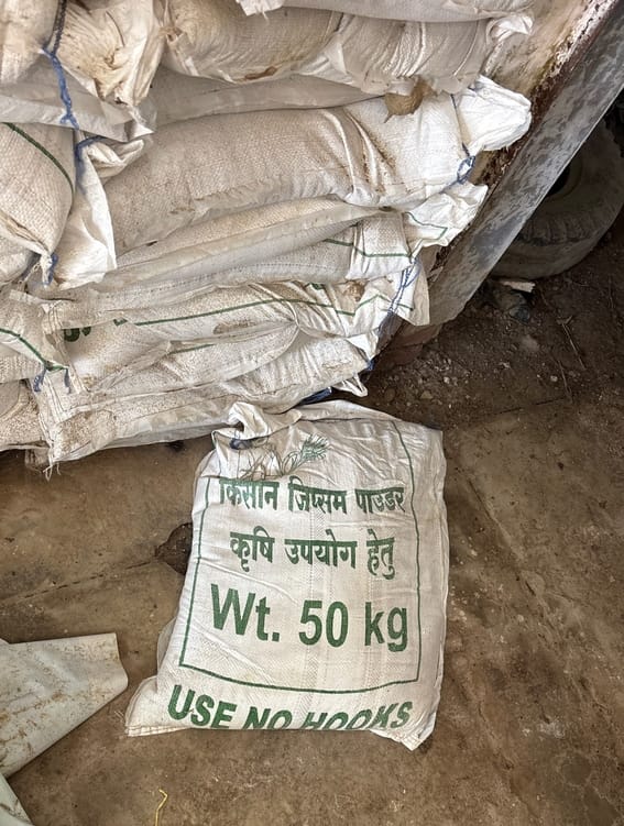 Stock of gypsum fertilizer remained unused in nurseries... plants kept withering.