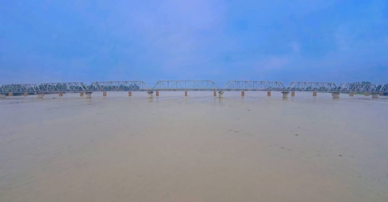 Ganga River swells again due to rains in the mountains.
