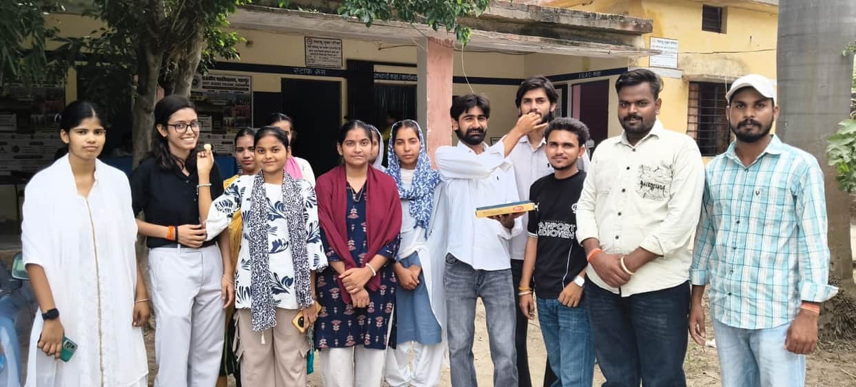 Students expressed their gratitude to the CM and the MLA by distributing sweets.
