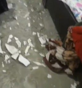 Plaster falls in a flat at Gaur City's First Avenue.