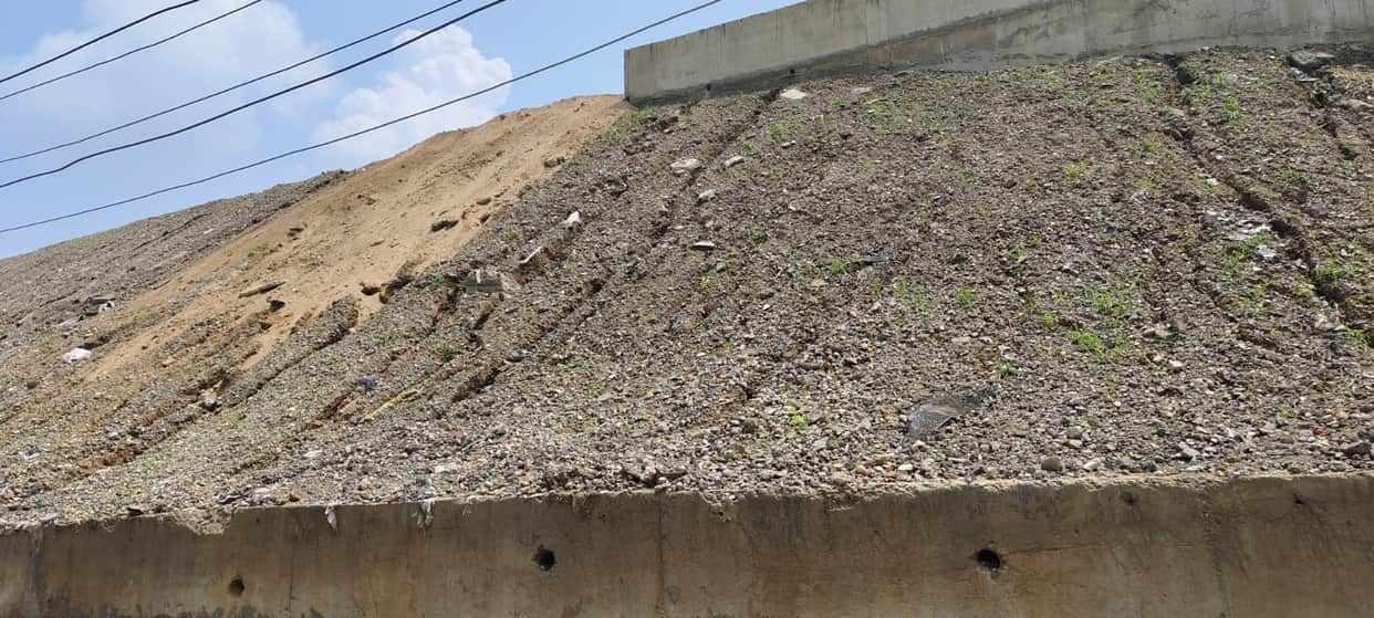 Soil from the Meerut-Karnal highway bridge slipped during the rain.