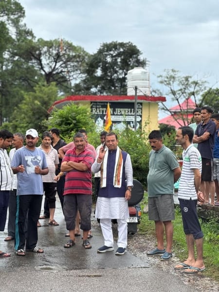 Water from the Kripal Chand Kuhal entered homes due to heavy rain.