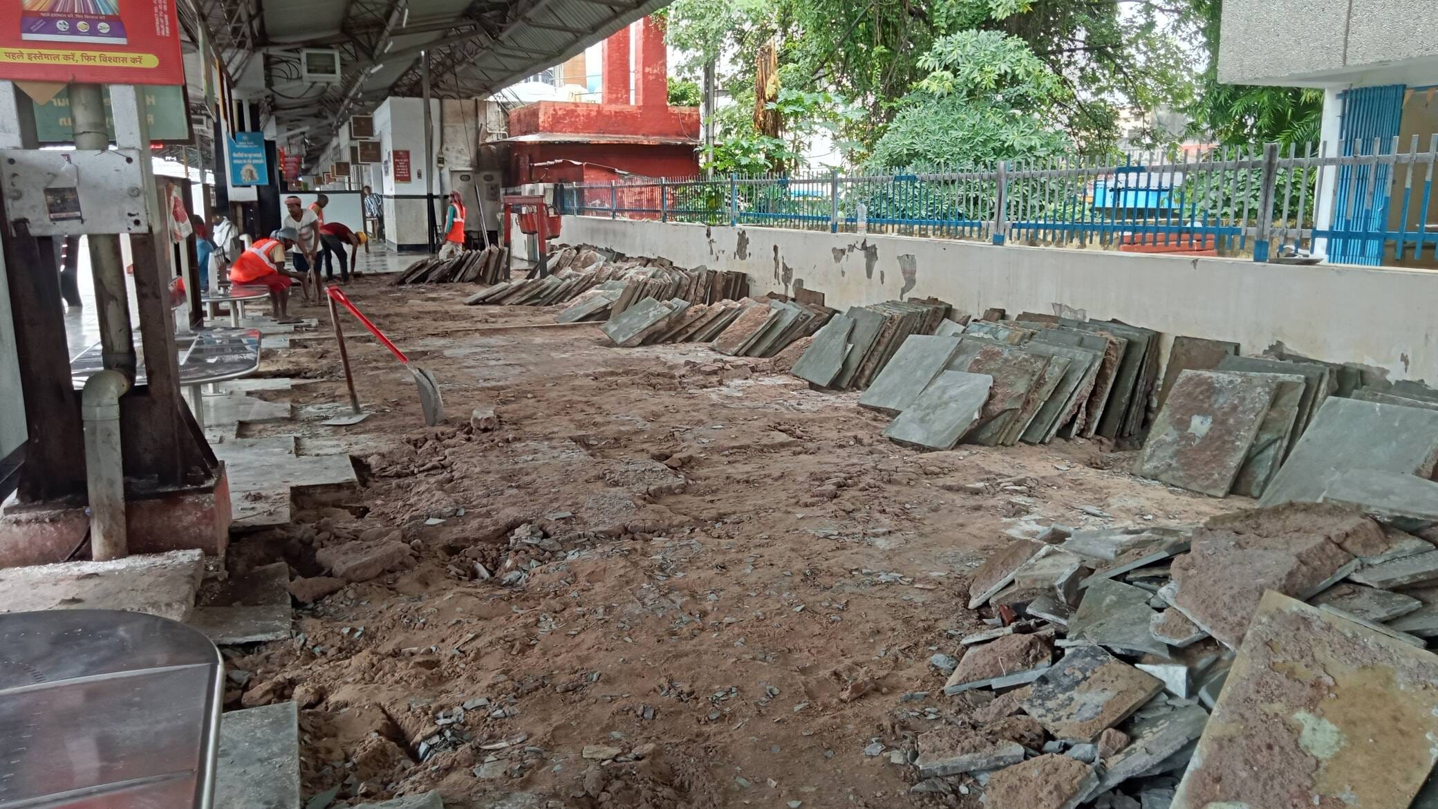 Granite will be installed on the platform floor
