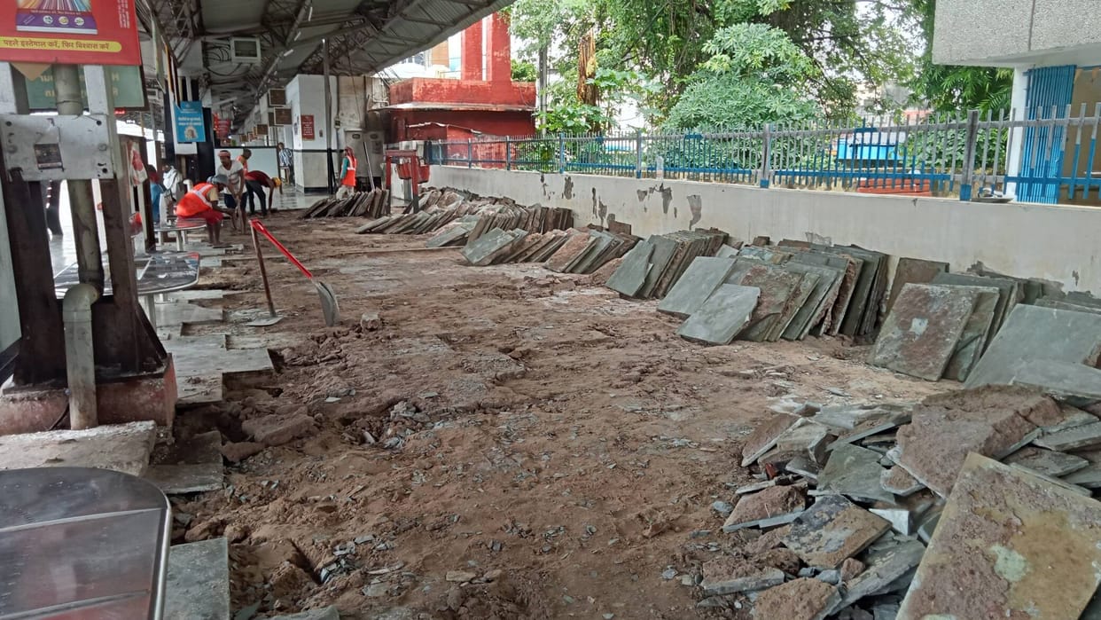 Granite will be installed on the platform floor