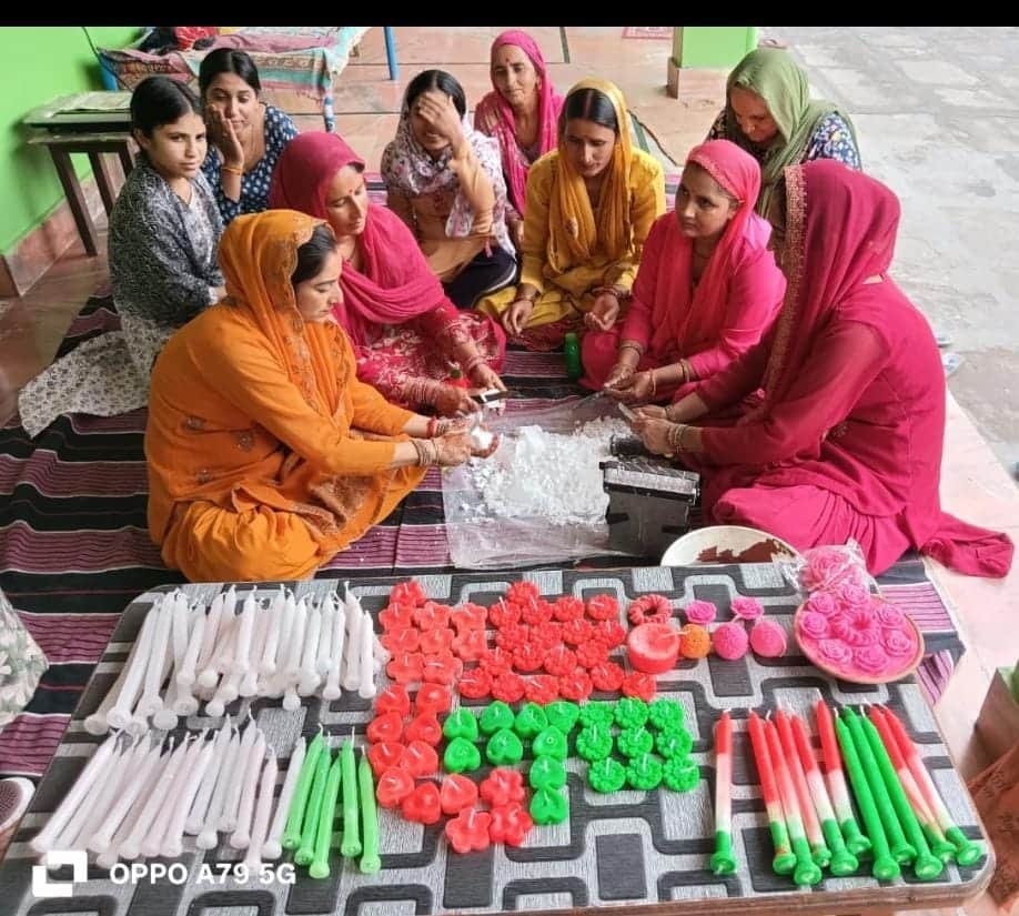 20 women are learning the art of candle making in Gharvasada.