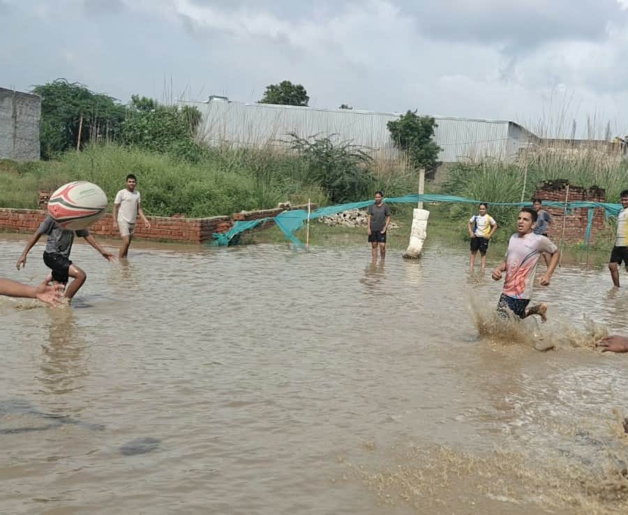 Even a waterlogged field couldn't dampen the players' enthusiasm; their mettle was on full display at the district-level rugby trials