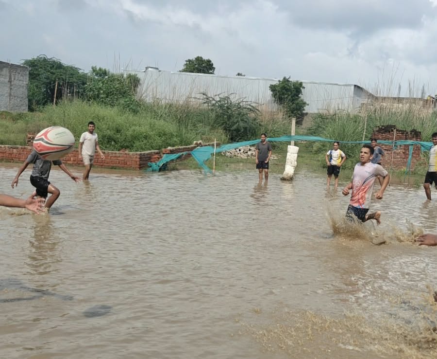 Even a waterlogged field couldn't dampen the players' enthusiasm; their mettle was on full display at the district-level rugby trials