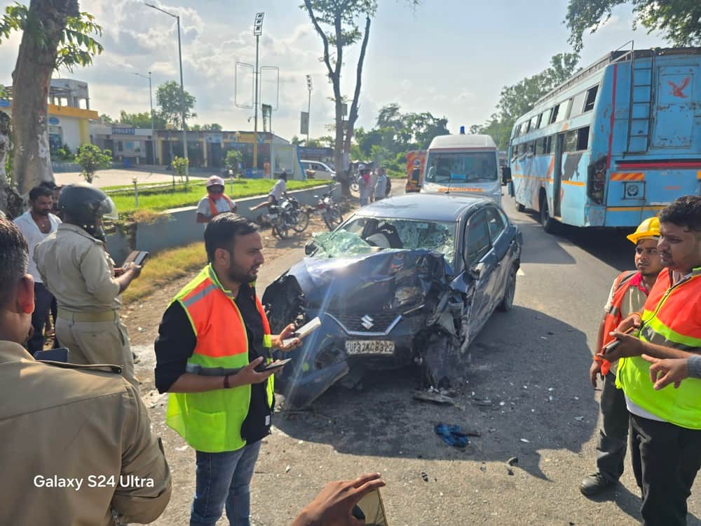 Uncontrolled car hits tree, driver falls out after breaking glass