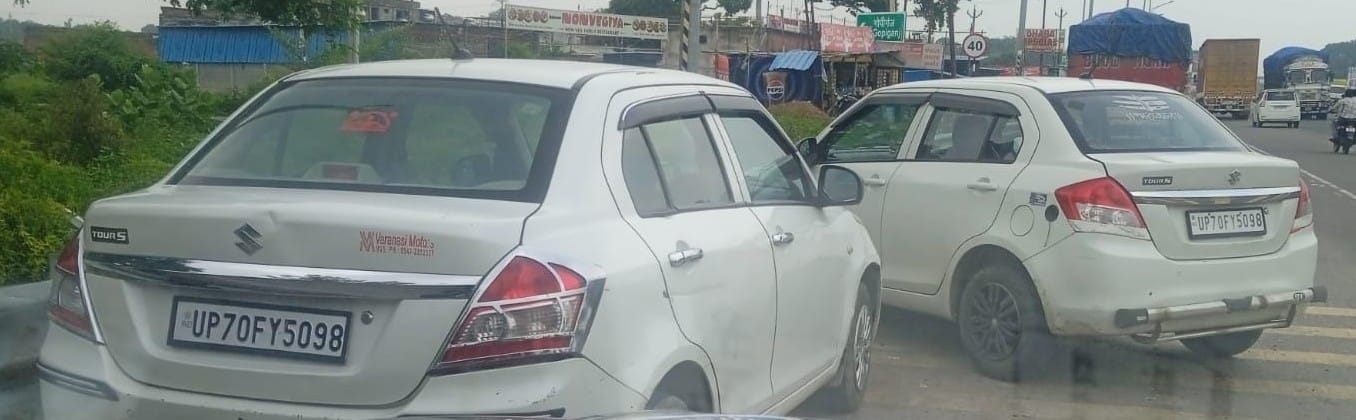 Two cars were being driven with the same registration number; police have impounded them