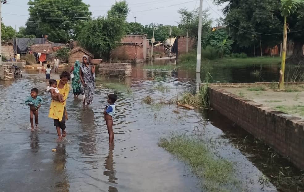 Ganga Swells: Water Flowing Over Access Roads to Several Villages