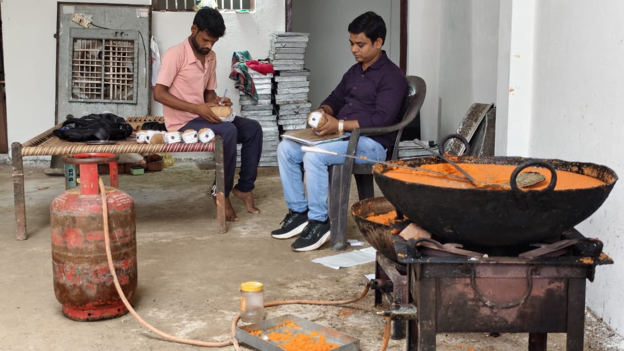 Food Department team conducts raid; moldy *laddus* destroyed.