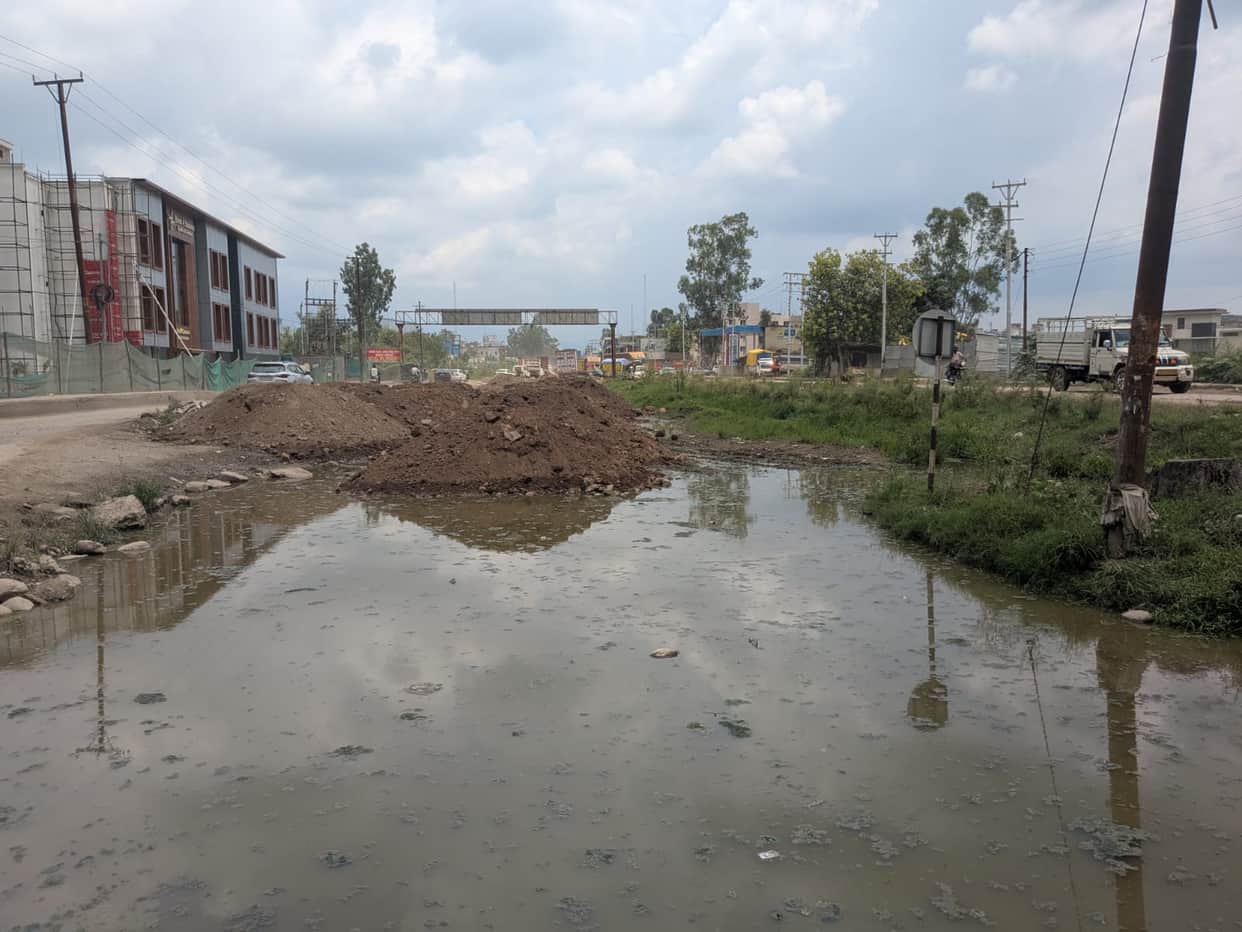 Motorists troubled by the poor condition of the Pinjore-Nalagarh four-lane highway.