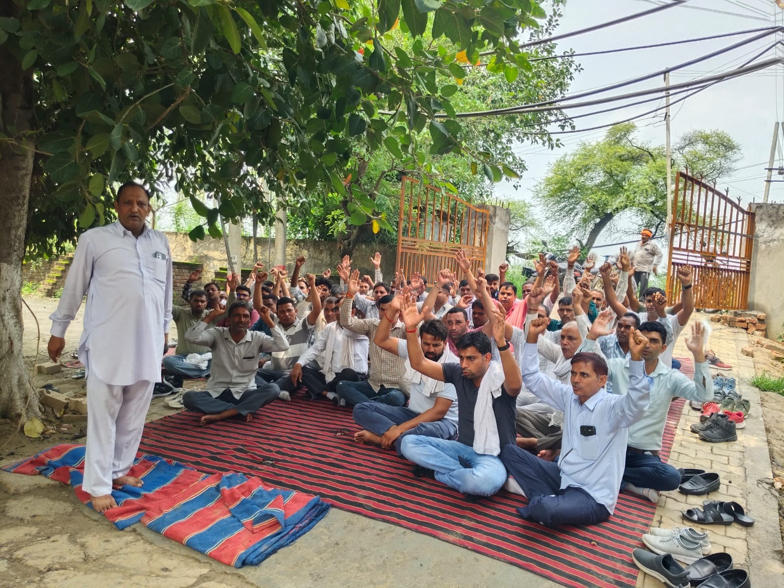 सब डिवीजन में विरोध प्रदर्शन करते बिजली कर्मचारी। संवाद