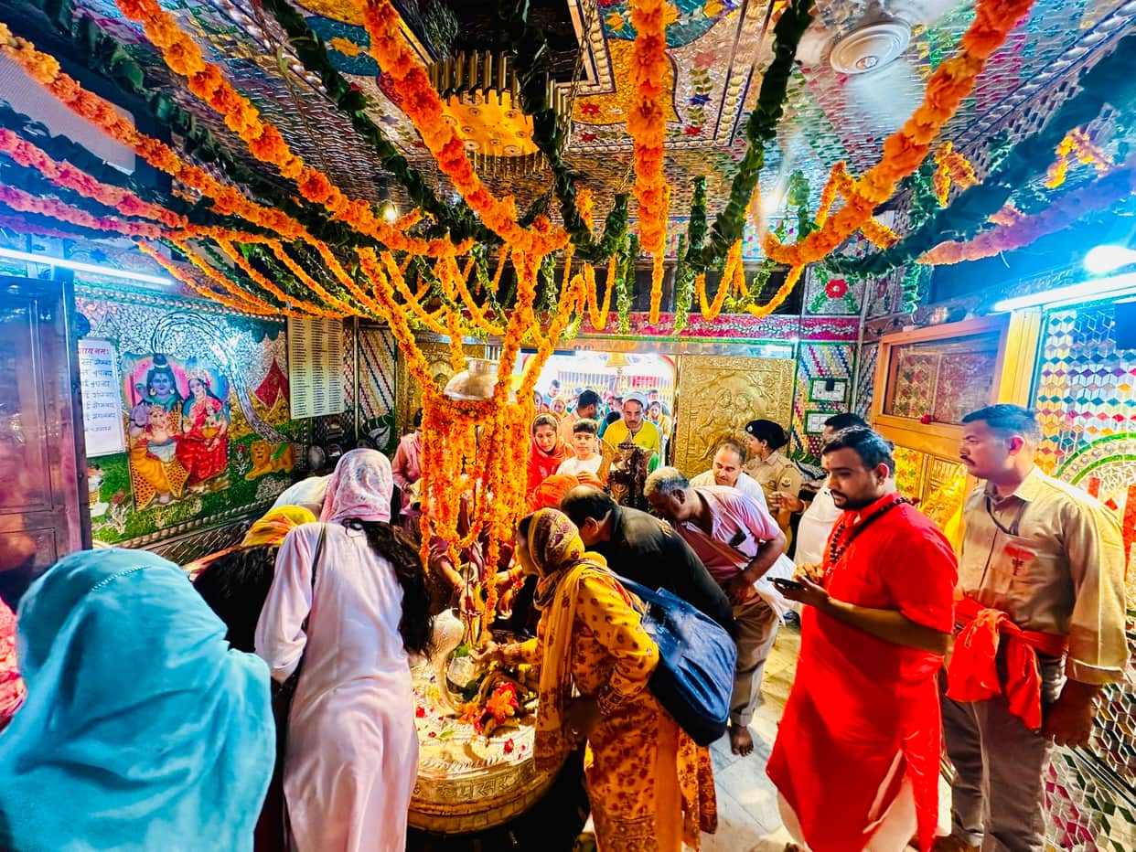 Crowd of devotees thronged the Dhaumyeshwar Mahadev Temple.