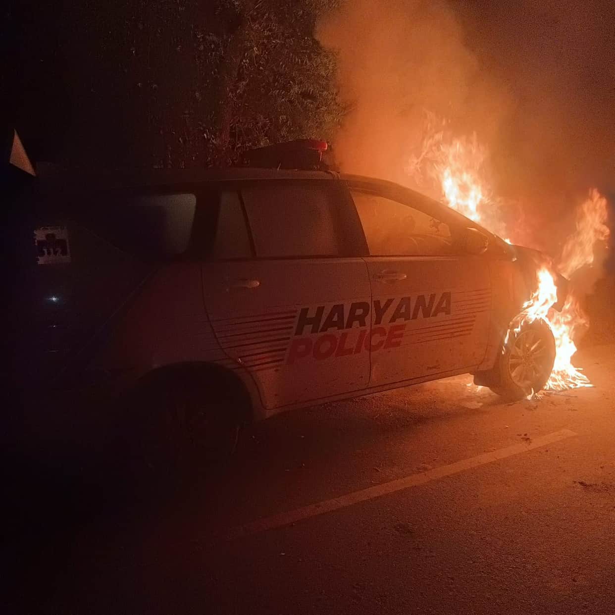 fire in dial 112 vehicle