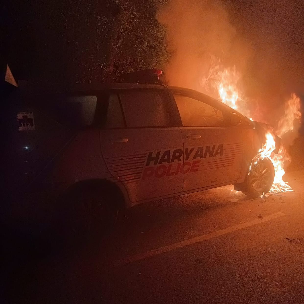 fire in dial 112 vehicle