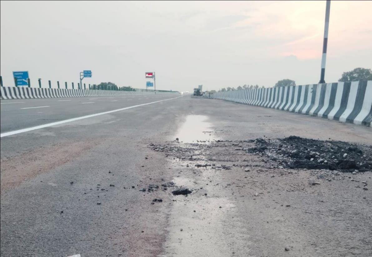 Road caves in at ten more locations on the Kanpur-Lucknow Expressway.