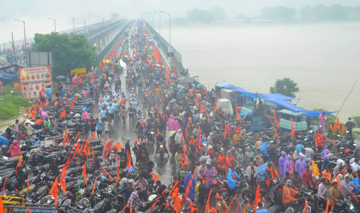 The holy city... 'Bam-Bam' amidst the downpour.