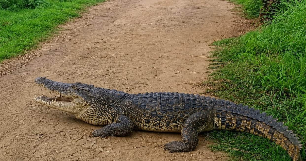 Crocodile spotted in pond near school in Agra