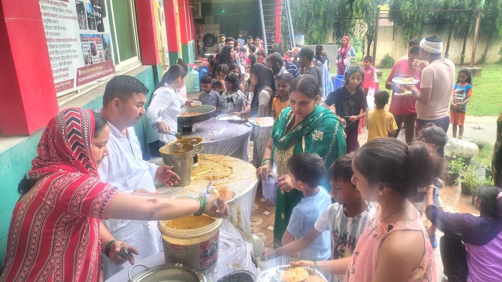 Prasad distributed at Salarpur Shiva Temple.