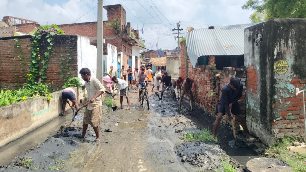 Villagers, troubled by the filth, cleaned the drains themselves.