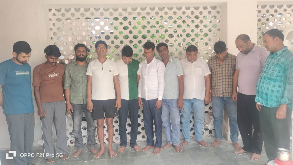 A gambling party was being organised in a hotel room; police arrested 11 gamblers and recovered Rs 7.5 lakh.