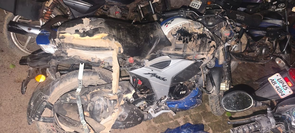 A Scorpio hit a woman and drove off, bike got stuck, stone pelting