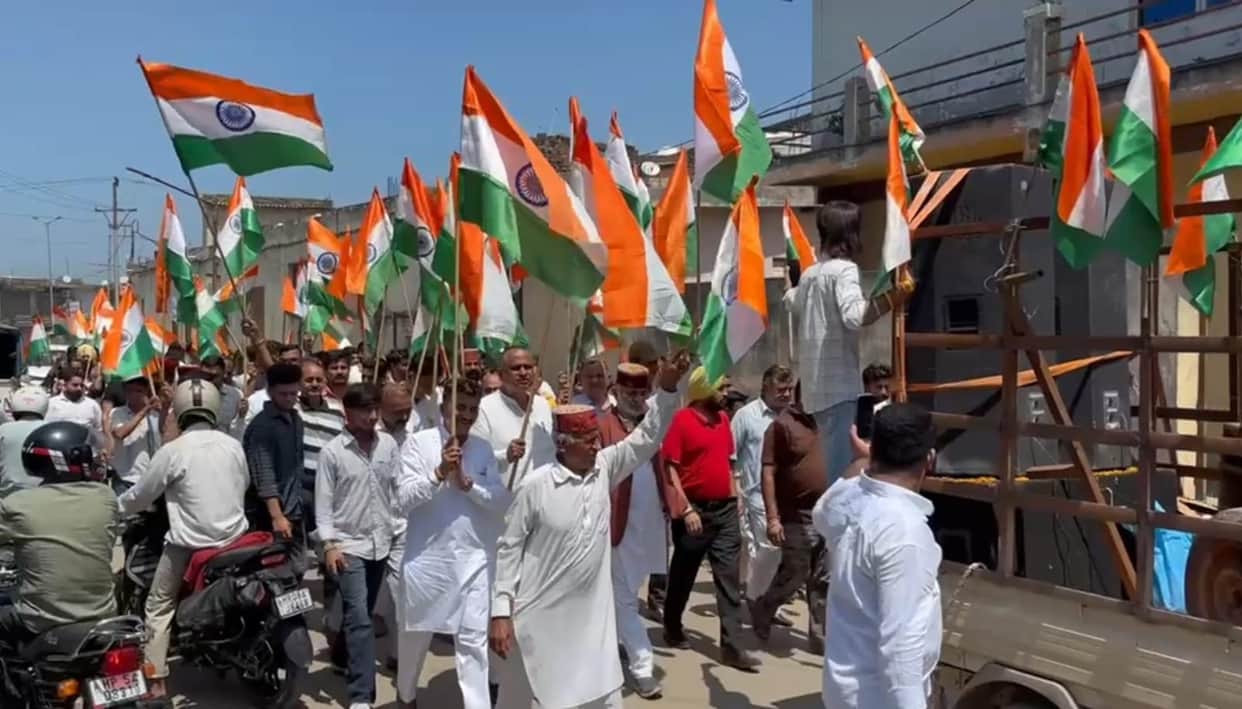 BJP members took out a Tiranga Yatra in Baddi.