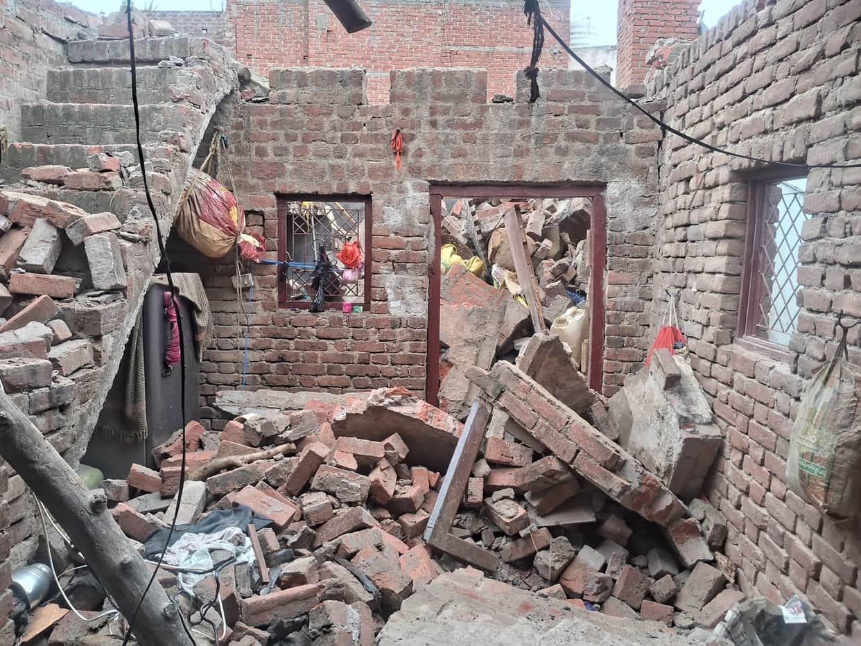 Household goods destroyed due to house roof collapse.