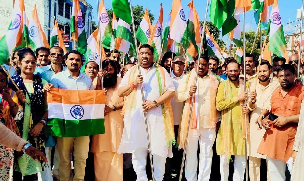 The chant of "Bharat Mata Ki Jai" echoed during the Tiranga Yatra