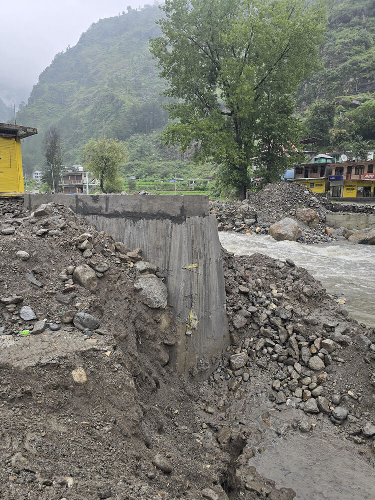 Construction of abutment for bridge over Ganvi Khad stalled