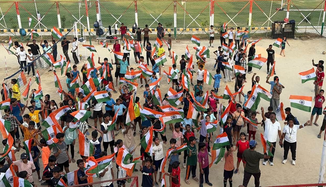 Players took out a Tiranga Yatra
