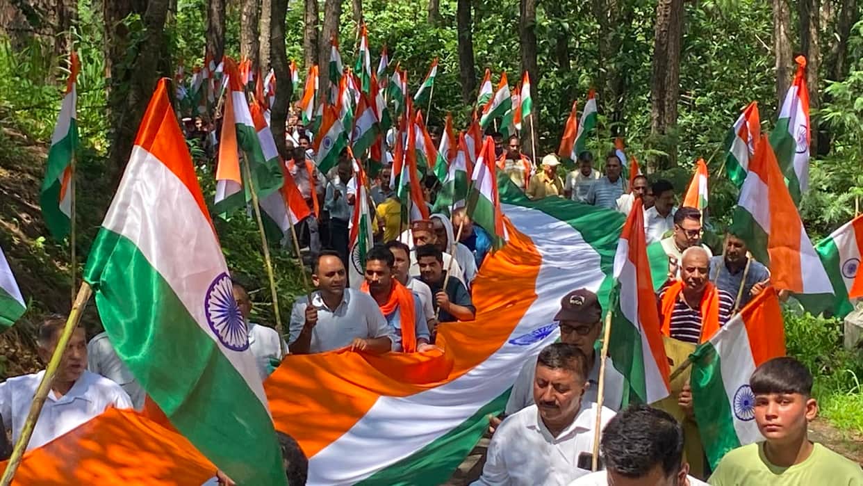 BJP took out a Tiranga Yatra in Bijhri.